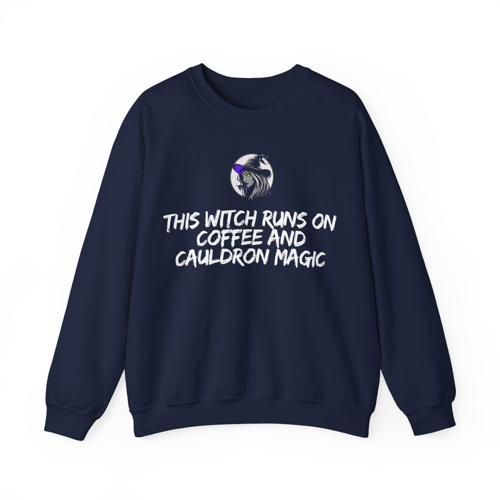 This Witch Runs on Coffee and Cauldron Magic Crewneck Sweatshirt